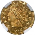 1874. Round Indian Gold 25¢. BG-876, Low Rarity 4. NGC MS63