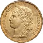 Switzerland. 20 Francs, 1892-B. PCGS MS63