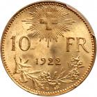 Switzerland. 10 Francs, 1922-B. PCGS MS65 - 2