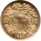 Switzerland. 20 Francs, 1927-B. NGC MS67 - 2