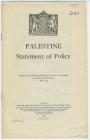 Palestine Statement of Policy - The White Paper of 1939