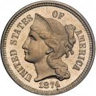 1874 Nickel Three Cents. PCGS PF65