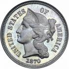 1870 Nickel Three Cents. PCGS PF65