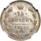 Russia. 15 Kopeks, 1905-SPB AR. NGC MS66 - 2