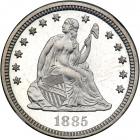 1885 Liberty Seated Quarter Dollar. NGC PF67