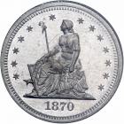 1870 Pattern Quarter Dollar. Aluminum, reeded edge. PCGS MS65