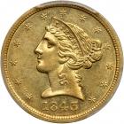 1843-D $5 Liberty. Medium D. PCGS MS61