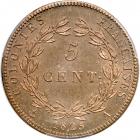 French Colonies. 5 Centimes, 1825-A. PCGS MS64 - 2