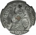 Great Britain. Tin Farthing, 1690. NGC AU58 - 2