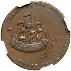 1766 William Pitt Halfpenny Token in Copper Breen-251. NGC AU55 - 2