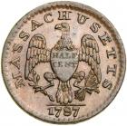 1787 Massachusetts Half Cent Ryder 4-C Rarity 2 MS60 - 2