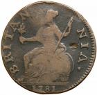 1781 Counterfeit British Halfpenny VG10 - 2
