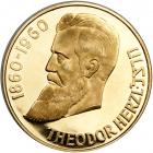 Israel. Theodor Herzl, Privately Issued Gold Medal, 1960. BU