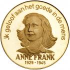 Israel. Anne Frank, Privately Issued Gold Medal, ND. BU