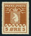 1905, parcel post 5 õre red brown