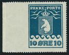 1928, parcel post 10 öre blue green, Thiele II, perf 11.5, imperf wide left margin