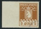 1918, parcel post 5 öre red brown, Thiele II, perf 11.5, wide left margin imperf