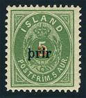 1897, large "þrir/3" on 5a green, perf12.75