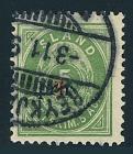 1897, large "þrir/3" on 5a green, perf 12.75