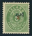 1897, large "þrir/3" on 5a green, perf 12.75, inverted surcharge