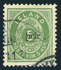 1897, large "þrir" on 5a green, perf 12.75