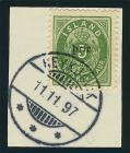 1897, small "þrir" on 5a green, perf 12.75