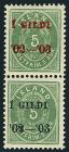 1902-03, "I GILDI" 5a green, black & red overprint pair, perf 12.75