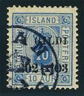 Official, 1902, 10a blue, "I Gildi", perf 14x13.5, crown cancel