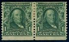 USA, 1908, 1¢ blue green coil, pair