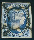 Spain, 1851, 6r blue Isabella II