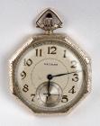 Antique Waltham 14K White Gold Open Face Pocket Watch