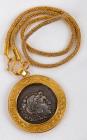 Alexander the Great Silver Tetradrachm, High Karat Yellow Gold Pendant & Chain