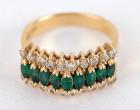 Lady's Emerald, Diamond, 14K Yellow Gold Ring