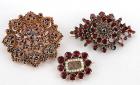 Collection of Antique Garnet Yellow Gold Pins