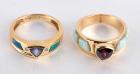 Collection of Lady's Colored Stone, 14K Yellow Gold Rings