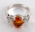 Lady's Citrine, Diamond, 14K White Gold Ring