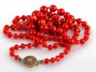 Graduated Coral Bead, Silver Necklace