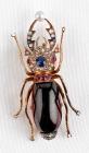 Antique Garnet, Sapphire, Ruby, Diamond, Pearl, 14K Rose Gold Beetle Brooch