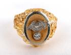 Gent's Diamond, 18K Yellow Gold Masonic Signet Style Ring