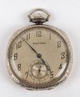 Waltham 14K White Gold Open Face Pocket Watch