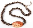 Meteorite Necklace With Fossil Coral Cabachon