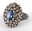 Lady's Sapphire, Diamond, 18K Black Rhodium Ring