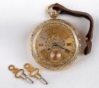 Rare Antique English Tri Color 18K Open Face Pocket Watch