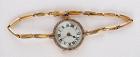 Antique Lady's Diamond, Ruby Sapphire, 18K Yellow Gold Wristwatch