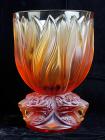 Lalique 3 Jaguar Amber Crystal Vase