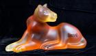 Lalique Seated Lioness in Amber