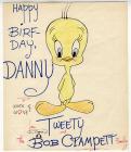 Bob Clampett Original Birthday Greeting with Illustrated Tweetie Bird and Signature