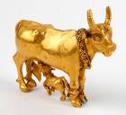 Near Eastern. Golden Calf Suckling Mother, 22 Kt Gold, ca. 600-500 BC