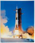 1980s, Buzz Aldrin signed Apollo 11 launch color photo