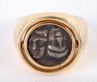 Gent's Ancient Greek Istros Drachm, 14k Yellow Gold Ring